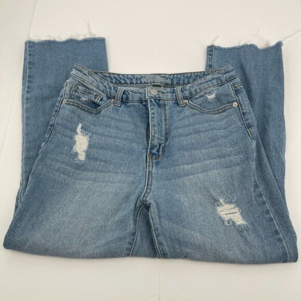 Wild Fable  Womens Jeans 4 Cropped Distressed Raw Hem Fringe Denim Casual Blue